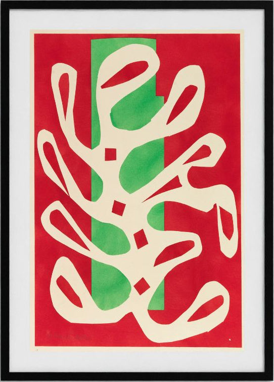 Algue blanche sur fond rouge et vert | Henri Matisse