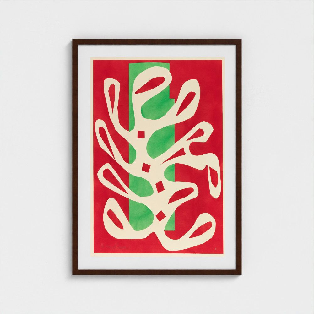 Algue blanche sur fond rouge et vert | Henri Matisse
