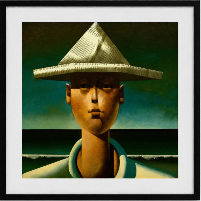 Boy in Newspaper Hat By Stephen Mangan Print