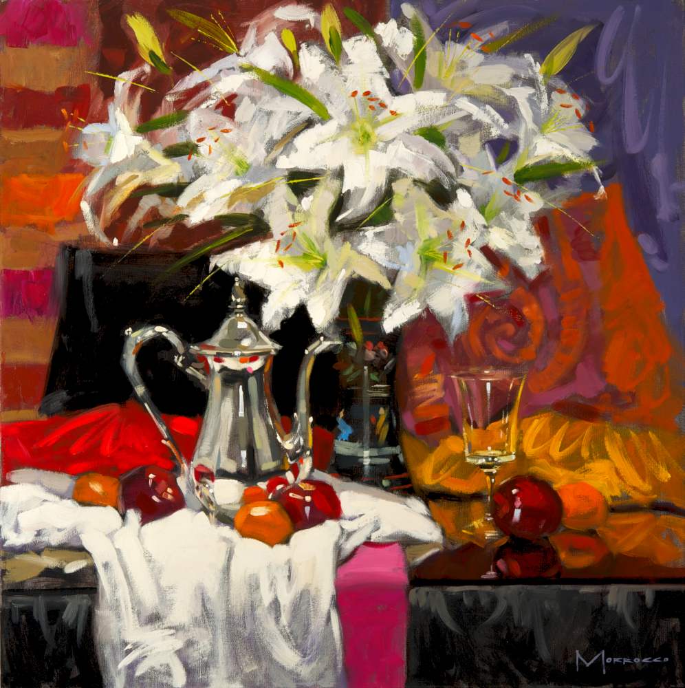 Lillies, Lilacs and Silver Coffee Pot | Jack Morocco