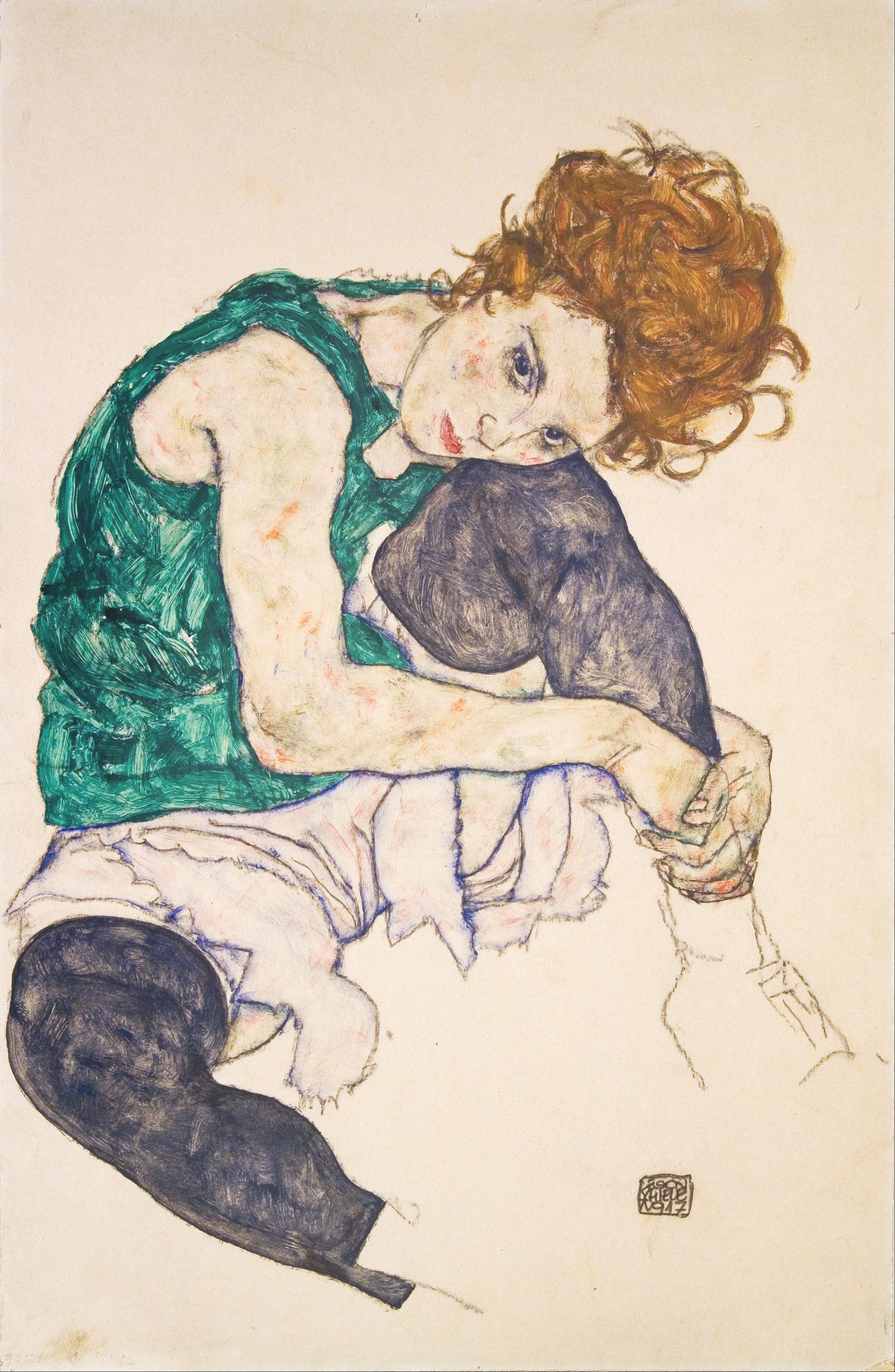 Seated Woman with Bent Knees (Adele Herms) | Egon Schiele