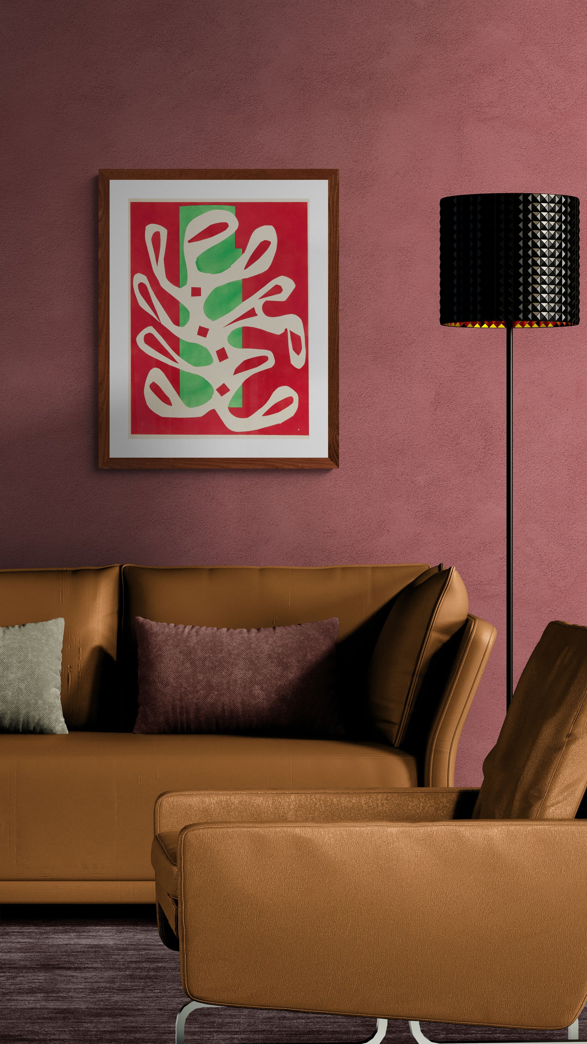 Algue blanche sur fond rouge et vert | Henri Matisse