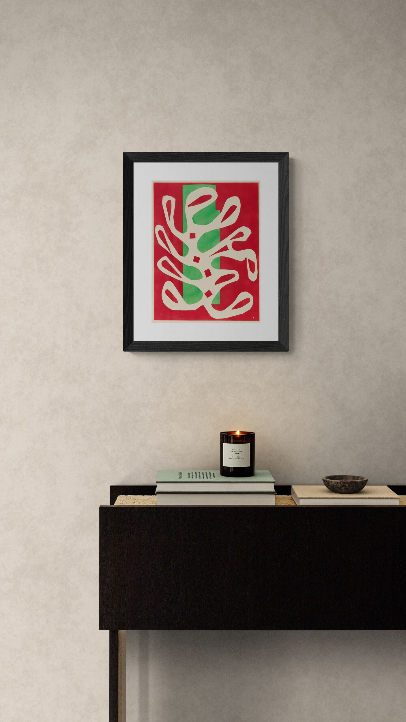 Algue blanche sur fond rouge et vert | Henri Matisse