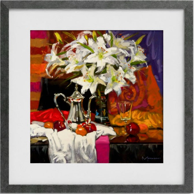 Lillies, Lilacs and Silver Coffee Pot | Jack Morocco